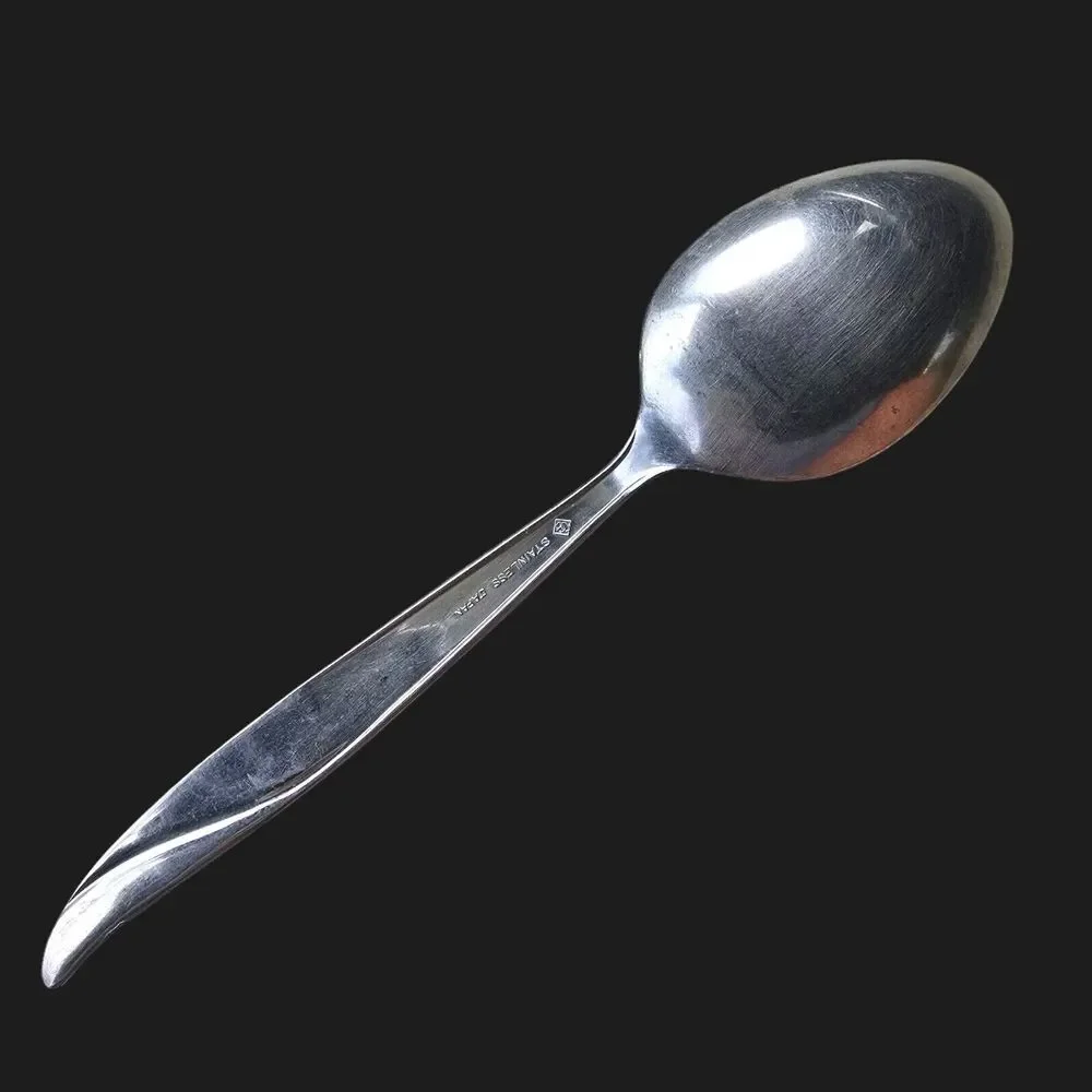Vintage CG12 Stainless Steel Star Design Tablespoon By CG FLATWARE Japan Discon.